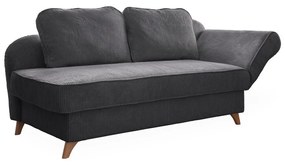 Chaise longue grigia (con penisola a destra) con rivestimento in velluto a coste Chic Charlotte – Miuform