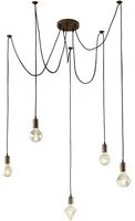 Sospensione Cord Ragno Rame Antico 5xE27 Con Decentramento Trio Lighting