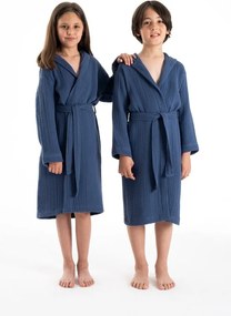 Accappatoio per bambini blu scuro in mussola 5-6 anni Muslin – Foutastic