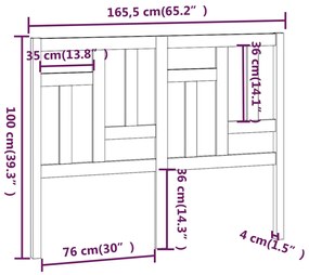 Testiera per Letto Bianca 165,5x4x100 cm Legno Massello di Pino