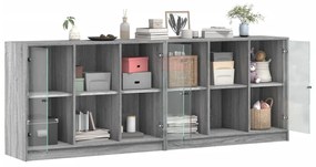 Libreria con ante grigio sonoma 204x37x75 cm legno multistrato