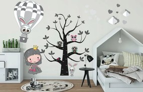 Adorabile adesivo da parete con la principessa Zoe e animali 100 x 200 cm