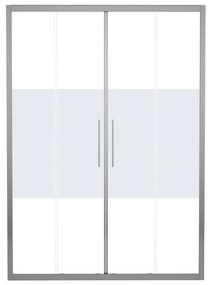 Porta doccia scorrevole Record L 141 x H 195cm, Sp. 6 mm in vetro smerigliato profilo cromo