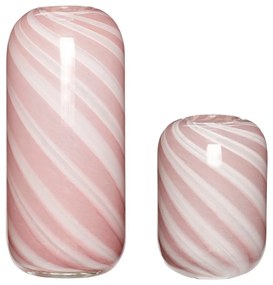 Vasi in vetro fatti a mano bianco/rosa in set di 2 pezzi Candy - Hübsch