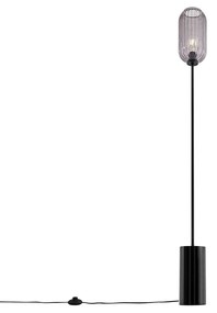 Lampada da terra Art Déco nera con vetro fumé - Rid