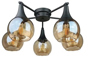 Lampadario a plafone STAR 5xE27/60W/230V nero/fumé beige