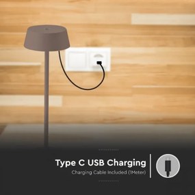 Lampada da tavolo LED da esterno dimmerabile touch ricaricabile LED/2W/5V IP54 marrone