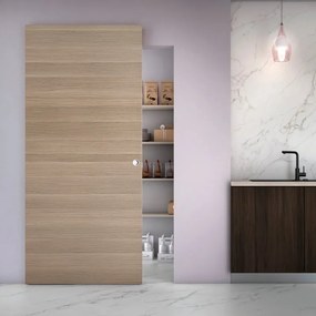 Porta scorrevole Space Rovere Tonda in legno, L 101 x H 230 cm, con binario Invisibile