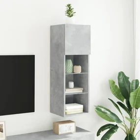 Mobile tv con luci led grigio cemento 30,5x30x90 cm