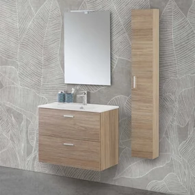Mobile bagno sospeso 80 rovere tropea con pensile 150 lavabo e specchio Martha
