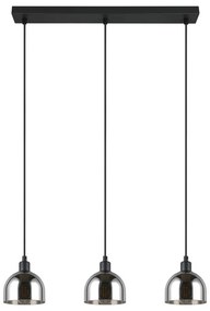 Lampadario nero/argentato con paralume in vetro Molly – Reality