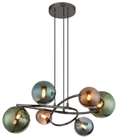 Lampadario LED design Riha nero Ø65cm, GLOBO