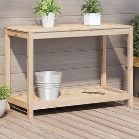Tavolo Invaso Con Ripiano 108x50x75 Cm Legno Massello Di Pino /