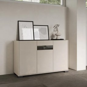 Madia in legno Grigio ROJAS a 3 ante con inserto in vetro Fumč 130 cm