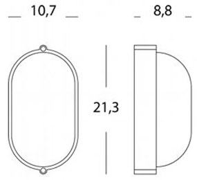 Applique Esterno Piccola Industriale Ovale Alluminio E Vetro Nero 1 Luce E27