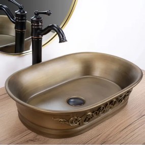 REA-U3305 -  Lavabo da appoggio WILMA RUSTIC 38x55 cm ceramica/rame