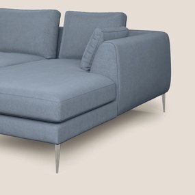 Plano divano moderno angolare con penisola in microfibra smacchiabile T11 carta da zucchero