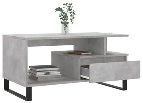 Tavolino salotto grigio cemento 90x49x45 cm legno multistrato