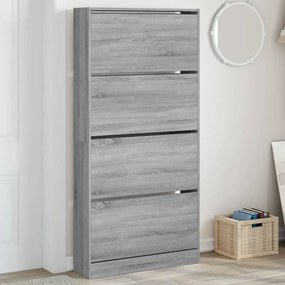 Scarpiera 4 Cassetti Ribaltabili Grigio Sonoma 80x21x163,5 Cm /