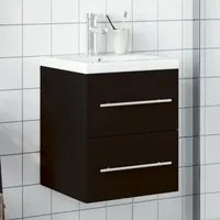 Mobile da Bagno con Lavabo Integrato Nero 3278756