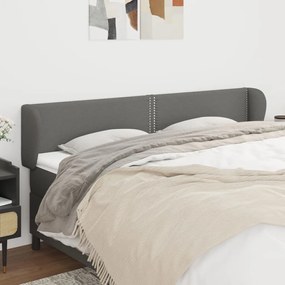 Testiera Ad Orecchio Grigio Scuro 203x23x78/88 Cm İn Tessuto /