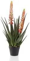 Emerald Aloe Artificiale con 2 Fiori 80 cm in Vaso 444655