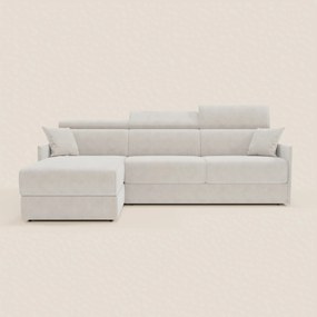 Miryam divano letto angolare compatto - poggiatesta reclinabili e penisola contenitore in tessuto smacchiabile T31