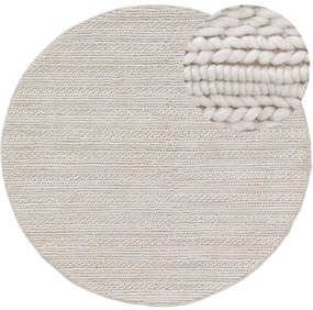 benuta Pure Tappeto in lana rotondo Dina Crema ø 100 cm rotondo - Tappeto fibra naturale