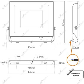 Faro LED 100W Slim Bianco IP65 - con Osram chip LED Colore Bianco Naturale 4.000K