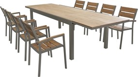 VIDUUS - set tavolo in alluminio e polywood cm 200/300 x 95 x 75 h con 8 poltrone Viduus