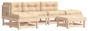 Set divani da giardino 6 pz con cuscini in legno massello