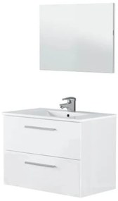 Mobile bagno sospeso 80 cm con lavabo e specchio bianco laccato - Aruba 94613