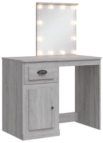 Toeletta con luci led grigio sonoma 90x42x132,5 cm
