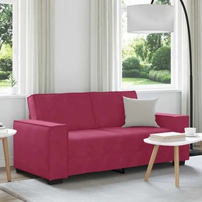 Divano A 2 Posti Rosso Vino 140 Cm İn Velluto /