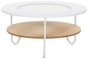 Tavolino da caffè legno chiaro e bianco ⌀ 80 cm CHICO Beliani