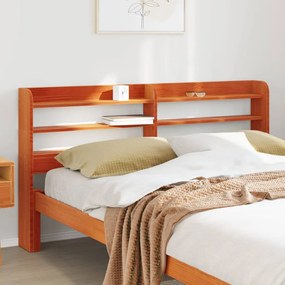 Testiera Con Ripiani Marrone Cera 160 Cm Legno Massello Di Pino /