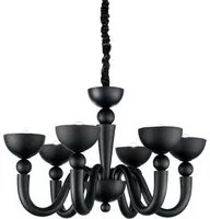 Lampadario Shabby Chic-Provenzale Bon Bon Metallo Nero 6 Luci