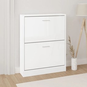 Scarpiera Bianco Lucido 59x17x81 Cm İn Legno Multistrato /