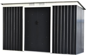 Casetta Box da Giardino in Lamiera per Deposito Attrezzi 277x130x173 cm  Grigio Scuro...