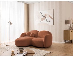 Divano angolare color terracotta (con penisola a sinistra/con chaise lounge) con rivestimento in bouclé Orbit – Ropez