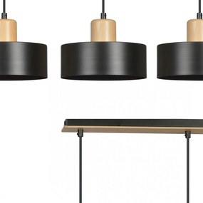 Lampadario a Sospensione in Acciaio e Legno TORIN 3 Nero 3xE27 Colore del corpo Nero