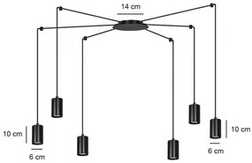 Lampadario a Sospensione in Acciaio TRAKER 6 BLACK e WHITE