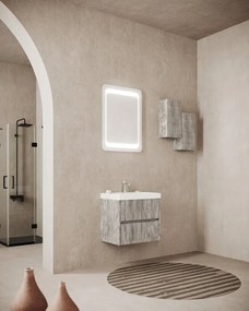 Pensile bagno Portofino grigio antico in vetro, 1 anta apertura da sinistra P 15 x L 25 x H 50 cm