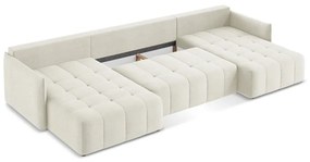 Divano angolare beige allungabile/con contenitore (a U) Moku – Makamii