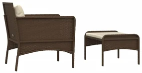 Set divani da giardino 2 pz con cuscini in polyrattan marrone
