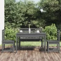 Set da Pranzo per Giardino 4pz Grigio in Legno Massello di Pino 3154691