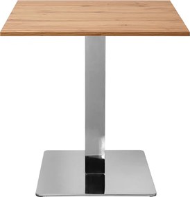 Tavolo bar pub ristorante 70x70 cm base argento e piano laminato Rovere H 75