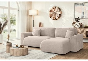 Divano angolare beige allungabile (con composizione variabile) Lorine – Ropez