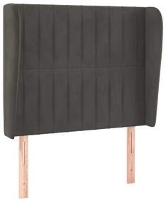 Testiera ad orecchio grigio scuro 93x23x118/128 cm in velluto