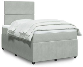 Giroletto A Molle Con Materasso Grigio Chiaro 120x190cm Velluto /